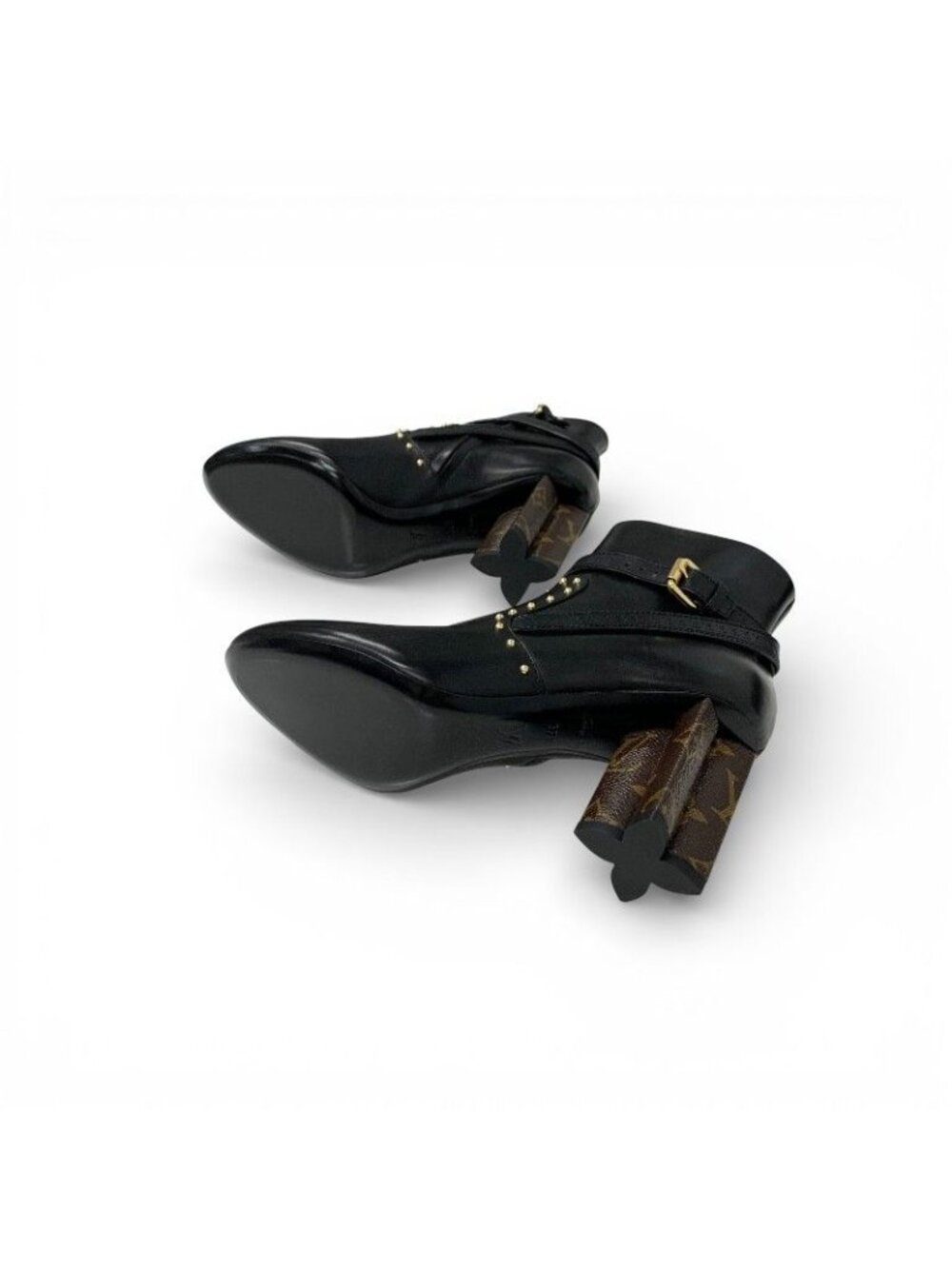 Louis Vuitton Silhouette Line Boots Short Shoes Leather Black Brown Gold Lvlogo - Picture 6 of 10